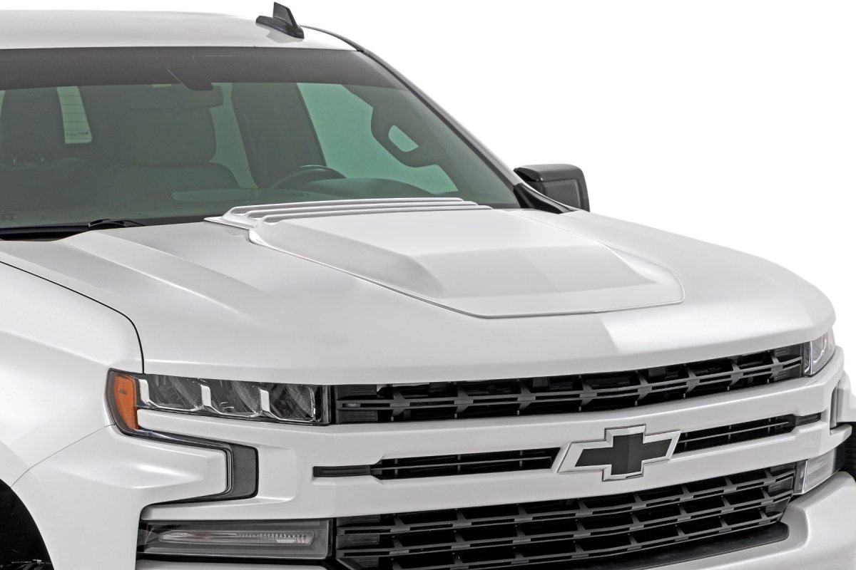 Chevrolet Silverado 1500 Hood Scoop - Rough Country - Summit White - '19-'24